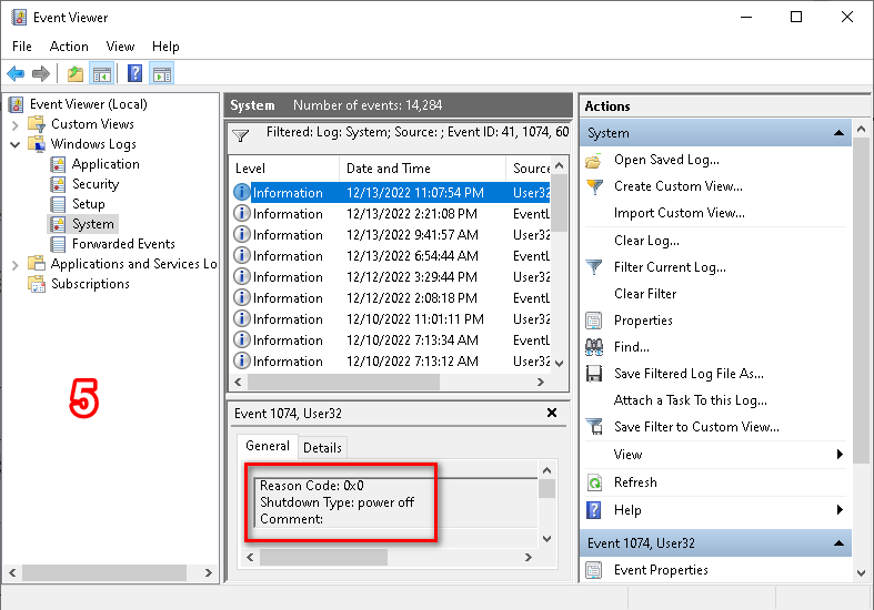 Check Shutdown Logs in Windows