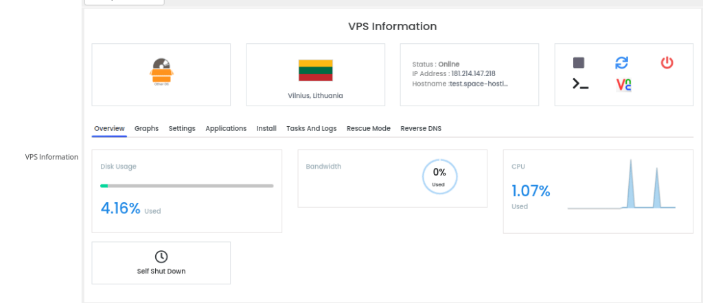 Kali Linux VPS control panel